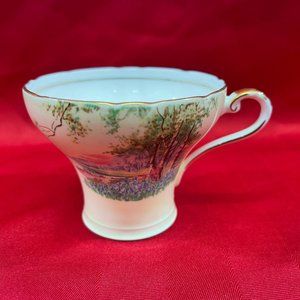 Aynsley Orphaned Teacup Yellow Forest scene pattern  Bone China England